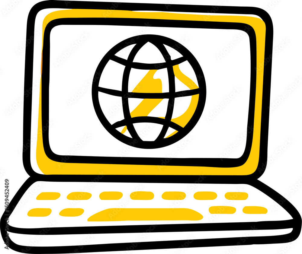 Poster laptop displaying global network connection icon