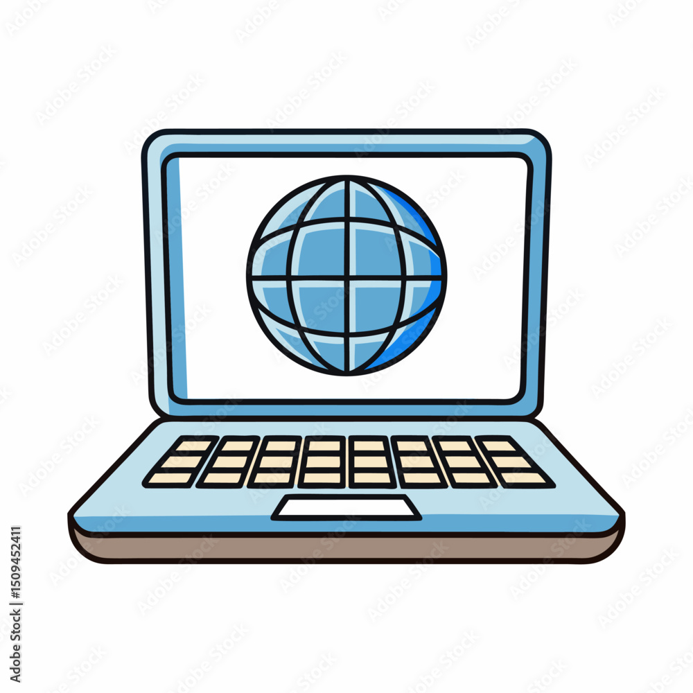 Aufkleber laptop displaying global network connection world wide web