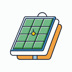 Portable solar panel cartoon illustration renewable energy power