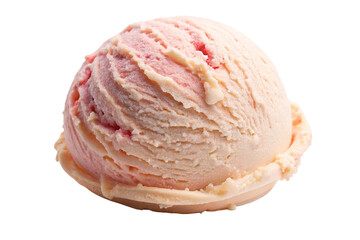 Single scoop of strawberry ice cream isolated on transparent background