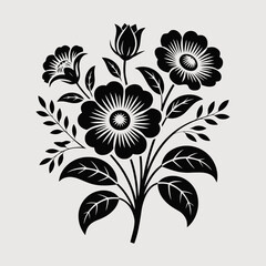 vintage flower bunch silhouette vector