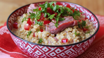 Savory Farro Bowl with Seared Steak and Herbs