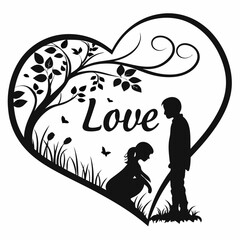 love silhouette with love shape
