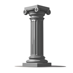 Classic column in gray color standing on a flat surface representing building materials  