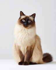 A Himalayan cat with dramatic color point pattern in chocolate