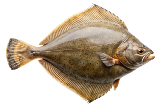 Freshwater flounder fish isolated on transparent background