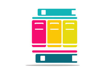 Colorful Books and document Stacked on transparent Background. minimalist icon vector logo