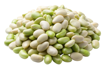 Pile of fresh lima beans isolated on transparent background