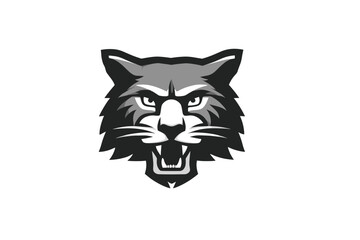 Obraz premium Pixelated Gray and Black Wildcat Head Graphic