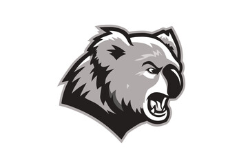 Obraz premium Fierce Looking Koala Bear Head With Open Mouth Illustration in Black and White. minimalist icon vector logo