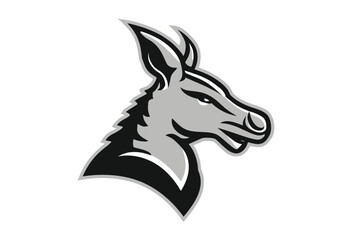 Fototapeta premium Detailed Monochrome Kangaroo Head Mascot Emblem with Strong Lines and Shading on a White Background Vector Illustration