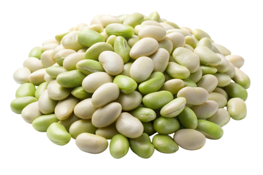 Pile of fresh lima beans isolated on transparent background