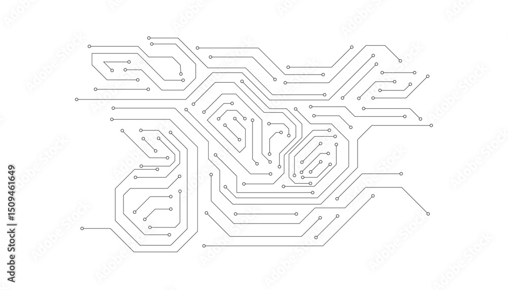 Poster electronics board. circuit board electronic hi tech pattern. abstract computer chip. black monochrom