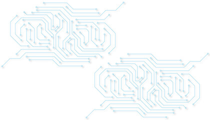 Technology blue circuit diagram on white background. High-tech circuit board connection system.Vector abstract technology on white background. 