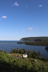 View of the coast of the ocean in Cape Breton, Nova Scotia