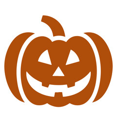 A simple, brown illustration of a smiling jack-o'-lantern.