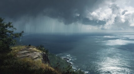 Naklejka premium Coastal landscape stormy weather