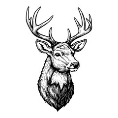 deer head hand drawn illustration. silhouette