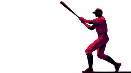 Baseball Player Swinging Bat in Red Uniform with Dynamic Comic Book Style