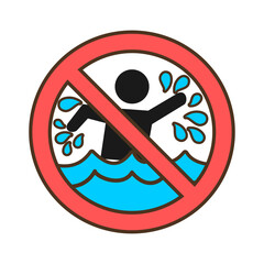 No swimming sign warning symbol vector Illustration Isolated on White Background

