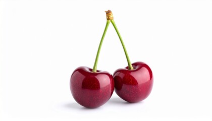 Two cherry fruits isolated on white background