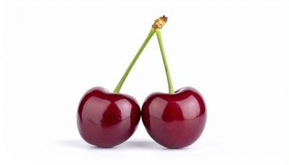 Two cherry fruits isolated on white background