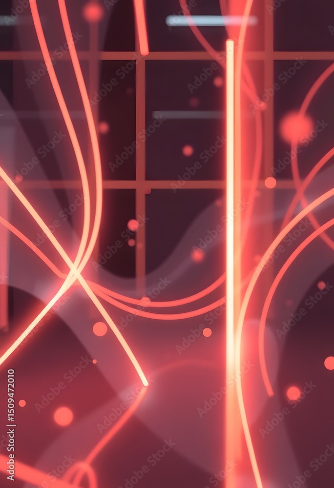 Leinwandbilder calming peach fuzz digital art, a modern abstract design. glowing lines create a sense of peace, war