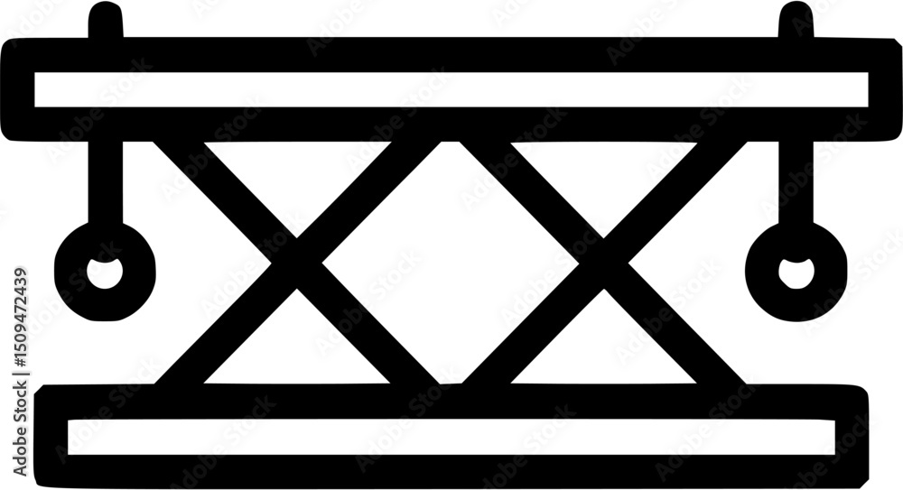 Poster a black scaffold or frame with two horizontal bars and diagonal support beams