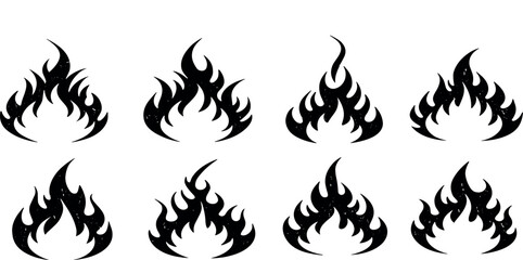 Fire flame icon. Brush grunge illustration. Crayon vector paint logo.
