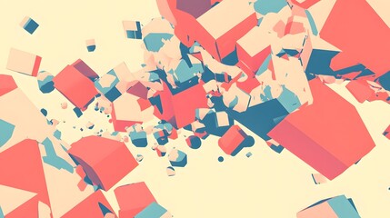 Abstract Exploding Pastel Cubes 3D Art