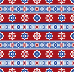 Red White and Blue Striped Stars Repeat Pattern