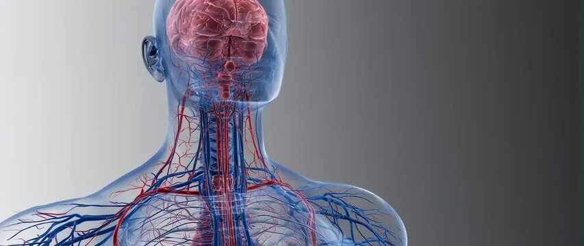 Anamorphic video Animation of a human transparent skin showing detailed peripheral nervous system