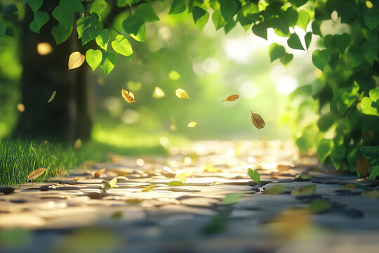 Nature-inspired loading animation with leaves on breeze path