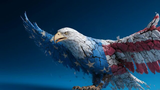 Bald eagle with US flag symbol