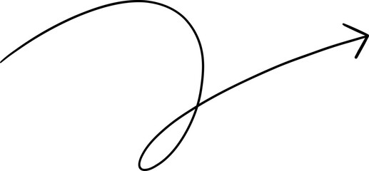 Black Hand Drawn Curved Arrow With Loop