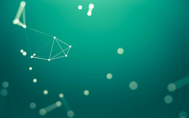 Abstract background. Molecules technology with polygonal shapes, connecting dots and lines. Connection structure. Big data visualization.
