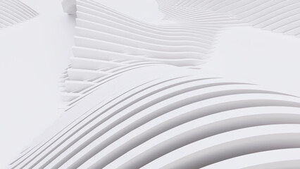 Abstract Curved Shapes. White Circular Background.
