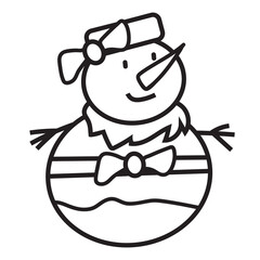 Funny stick  figure snowman vector cartoon illustration