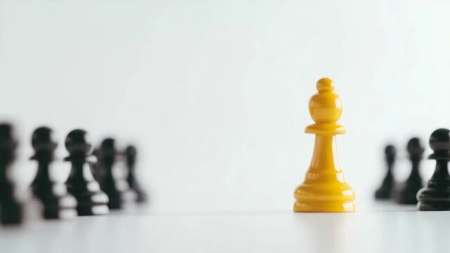 Unique chess pawn stands out from crowd strategy leadership concept
