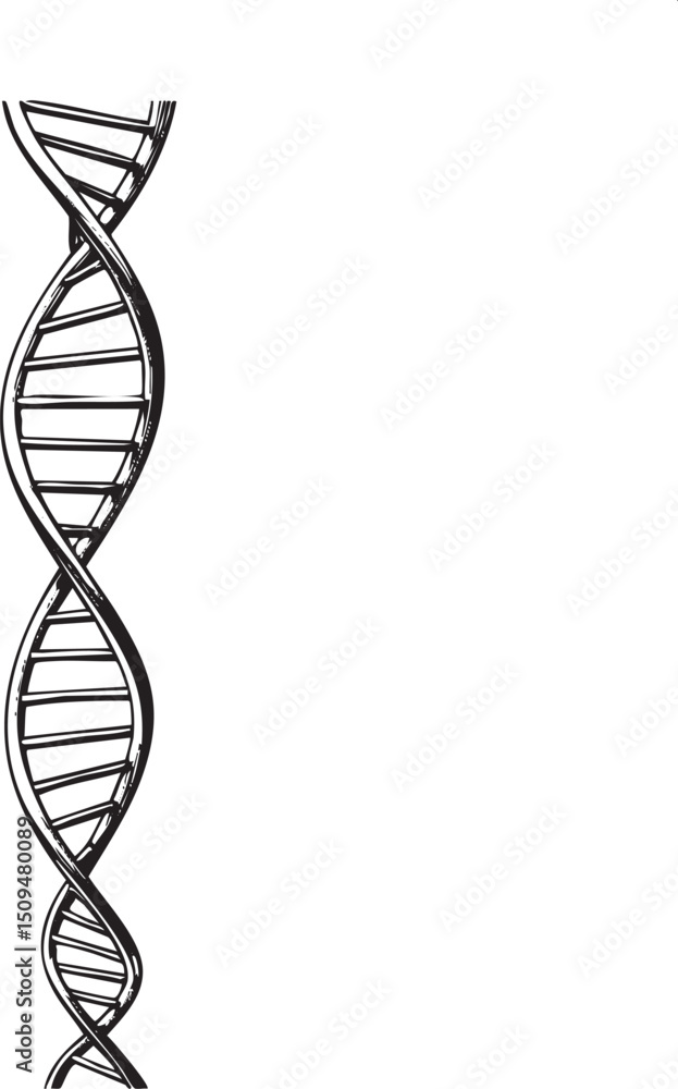 Poster vertical sketch of a double helix dna structure dominates the frame.