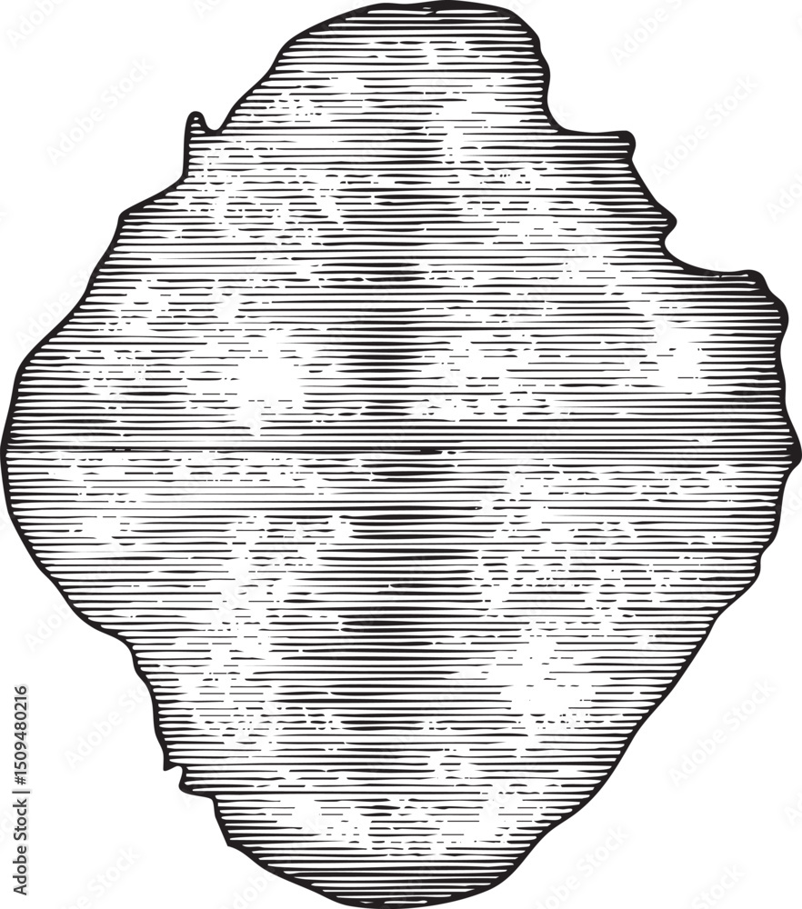 Poster detailed textured outline of a rounded shape appears on a white background.