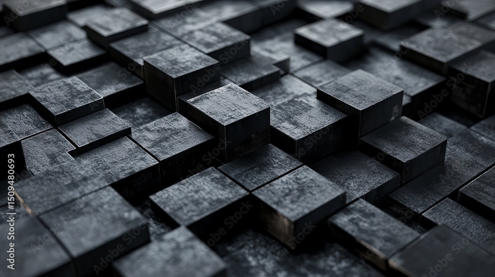 Poster abstract dark grey cubes geometric pattern background texture modern digital art design element 3d r