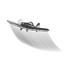 Agricultural aircraft, airplane specialist to fly over farmland, vector art.