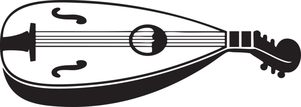 black and white mandolin musical instrument clip art preview