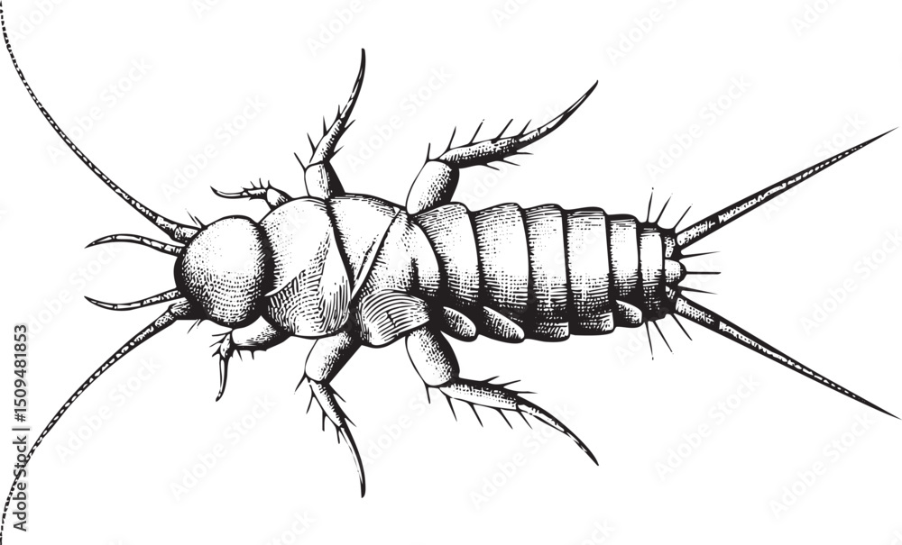 Poster segmented invertebrate crawls along a linear path.