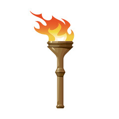 Torch flame icon, cartoon vector