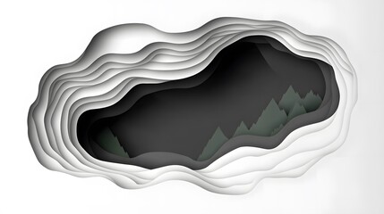 Abstract Paper Cut Mountain Landscape Art