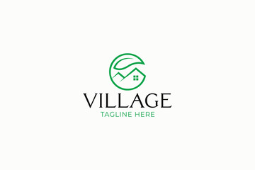 Village House Logo Green Nature Environment Property Branding
