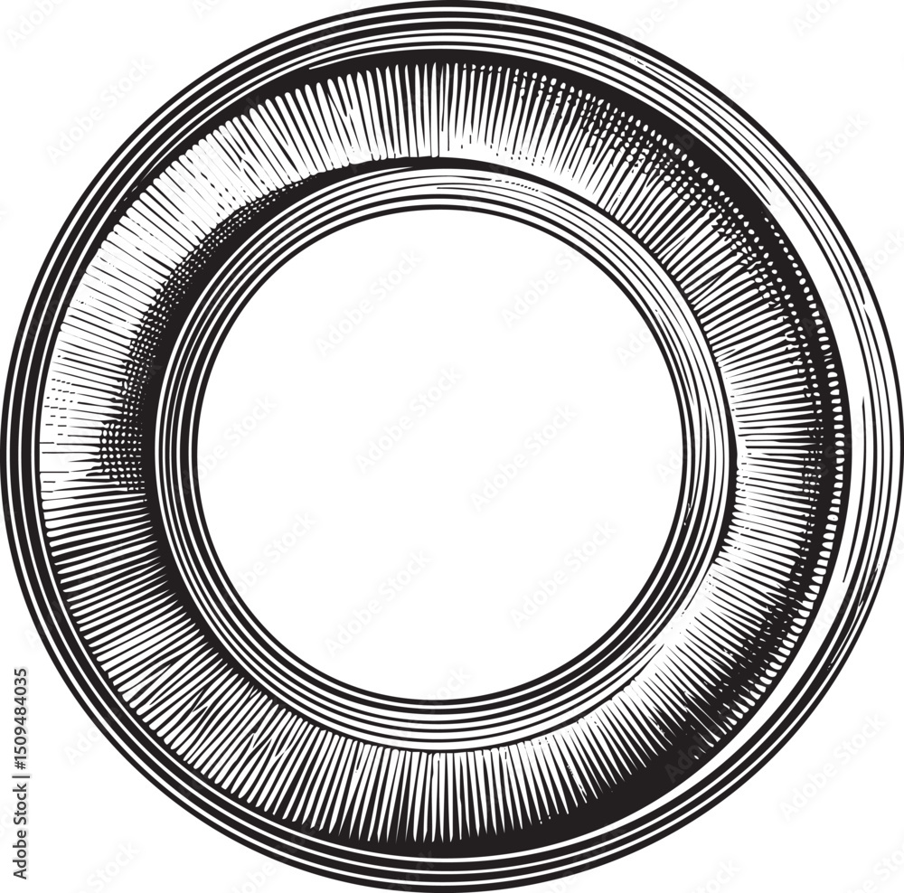 Poster circular decorative frame with intricate radial lines.