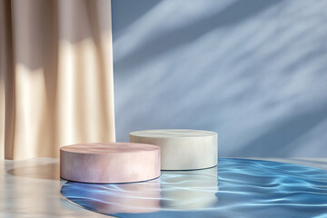 Podium with ripple effect used in product photography
